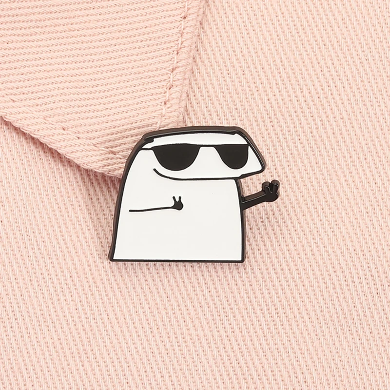 Flork mit Sonnenbrille Victory Sig Emaille Pin Cartoon Lustige spanische Charaktere Brosche Revers Abzeichen Schmuck Geschenk für Kinder Freunde