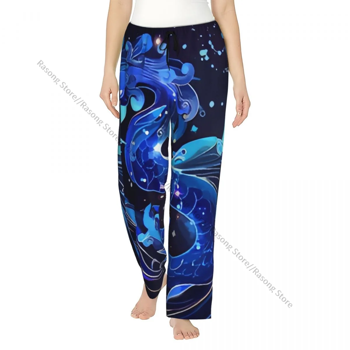 

Cozy Flannel Pajama Pants for Women Aquarius Zodiac Sign Sleep Bottoms Home Loungewear