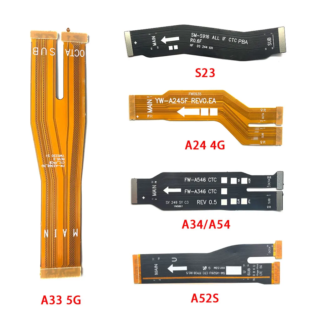 Cabo Flex Mainboard para Samsung, placa principal, conector da placa mãe, A52S, A34, A54, A33, 5G, A24, 4G, S23