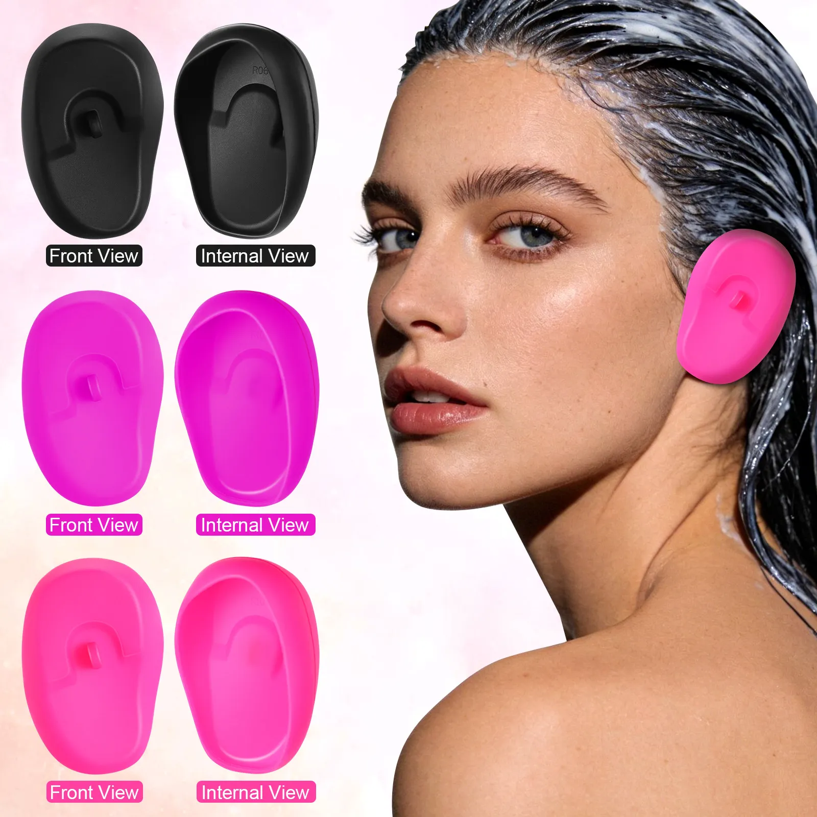 3Pairs Universal Silicone Ear Guards for Hair Coloring Waterproof Ear Protectors for Women Men Home Salon Styling