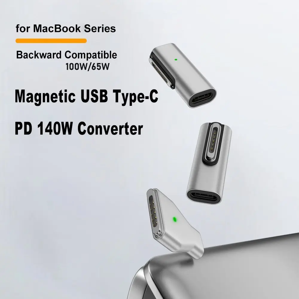 140 Вт преобразователь типа C «мама» на Magsafe 3, разъем для ноутбука, магнитный адаптер USB-C, индикаторная лампа 28 В, 5 А для MacBook Air/Pro