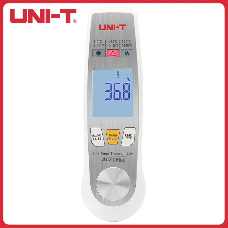 UNI-T A63 2-in-1 Food Thermometer Single Laser IP65  Infrared  Temperature Measurement  Non Contact Probe FSTN Display