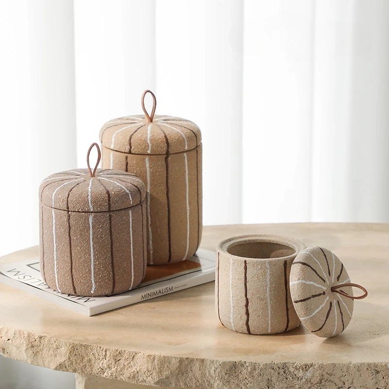 

Современный минималистичный ящик для хранения, керамический органайзер для ювелирных изделий ручной работы, полосатая декоративная канистра, настольный домашний декор, новые поступления