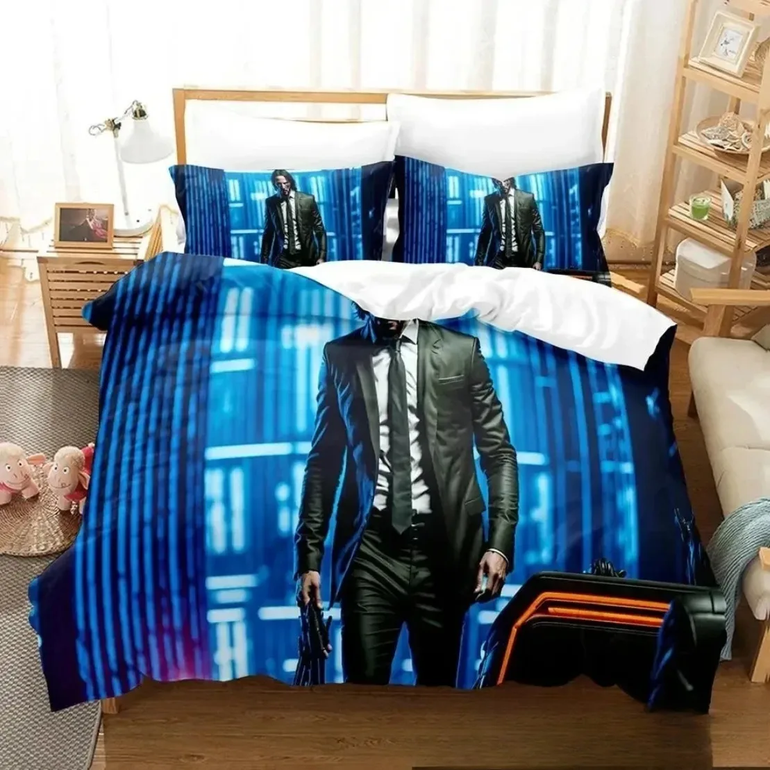 3D HD printed Movie John Wick Bedding Sets John Wick Duvet Cover Bed Set Quilt Cover Pillowcase Comforter king Queen Size