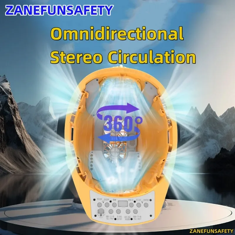 

Новейший солнечный шлем с 8 вентиляторами Кондиционер Bluetooth FM-радио Светодиодная фара Большая перезаряжаемая литиевая батарея AI на китайском языке