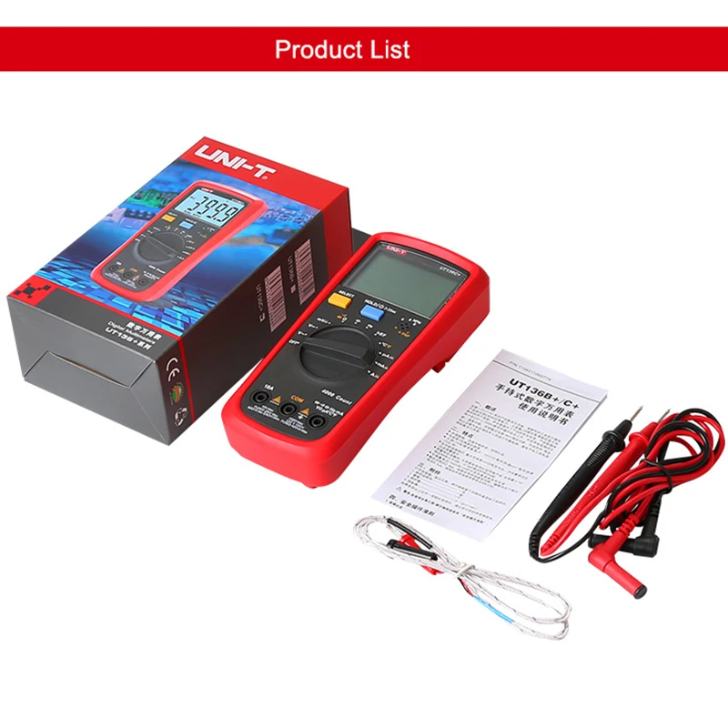 UNI-T Digitale Multimeters UT136B+ UT136C+ DC AC Stroom Spanningsmeter 4000 Count Display Multi Tester Transistor Tester