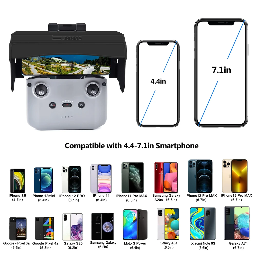 UAV Sun Hood Sunshade for DJI Mini 2 SE/Mini 3 Pro/DJI Air 2S/Mavic 3 Controller Accessories for 4.4-7.1inch Smartphone Screen