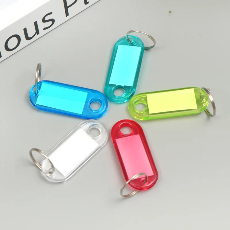 10pcsCreative Category Tag Keychain Double Sided Clear Crystal Office Keychain Tag Luggage Tag Keychain Convenient And Practical