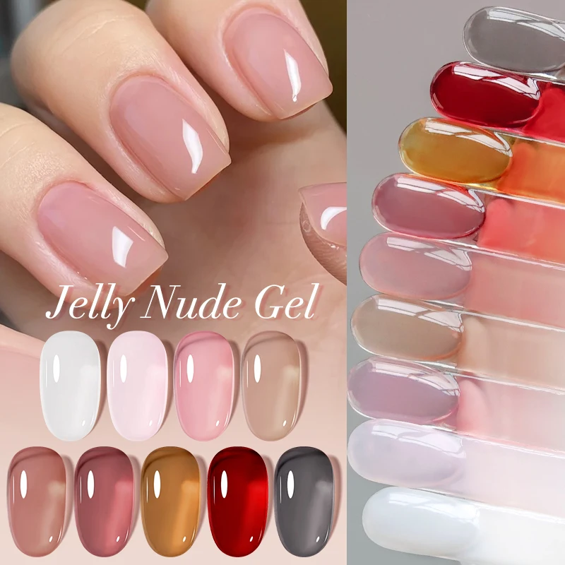 BORN PRETTY 10ml Jelly Nude Pink Natural Color Gel Nail Polish Semi Permanent Soak Off UV LED Varnish Nail Supplies Manicure