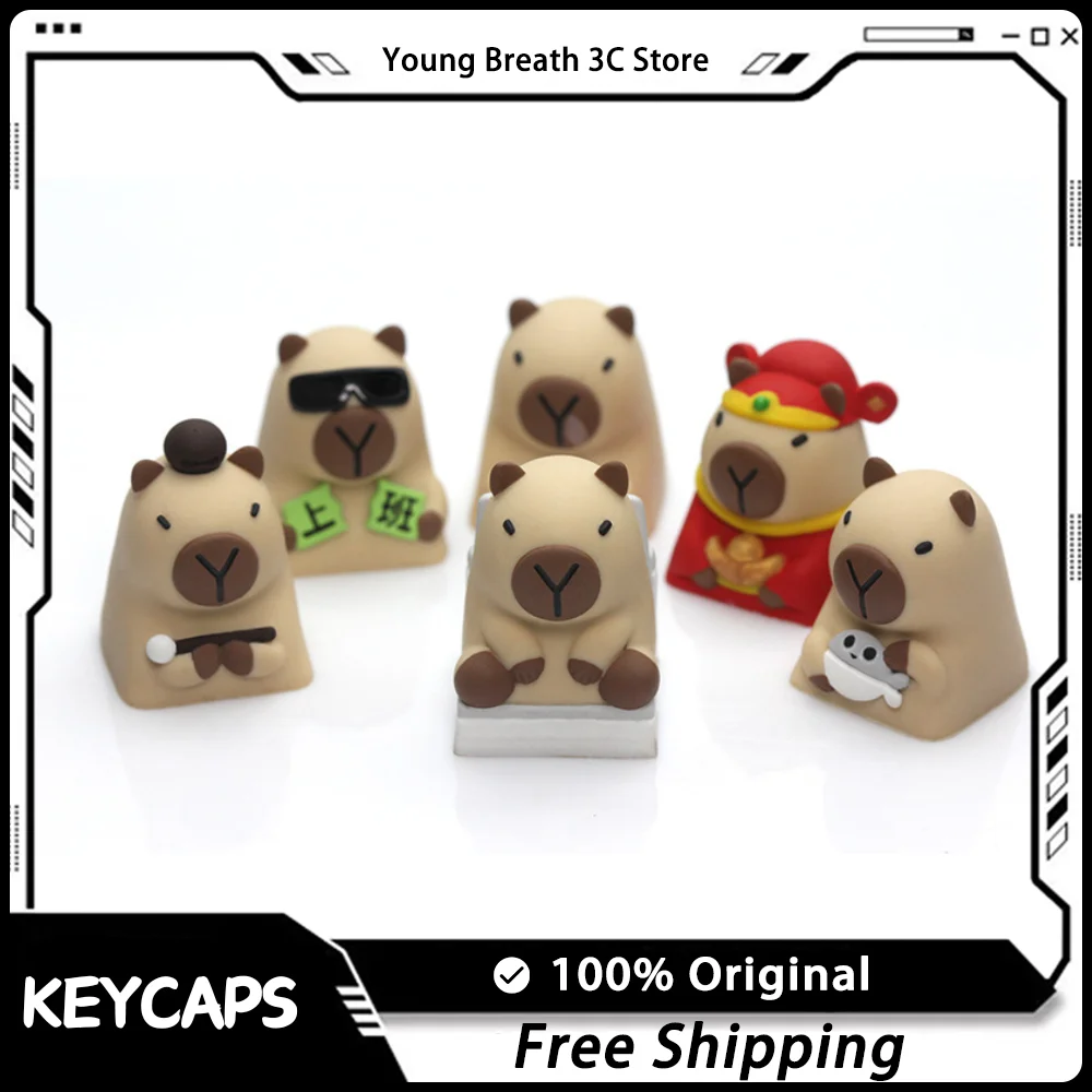 Lobo Capybara-teclas creativas de resina para teclado mecánico, accesorios para teclado de dibujos animados, regalos de decoración personalizados