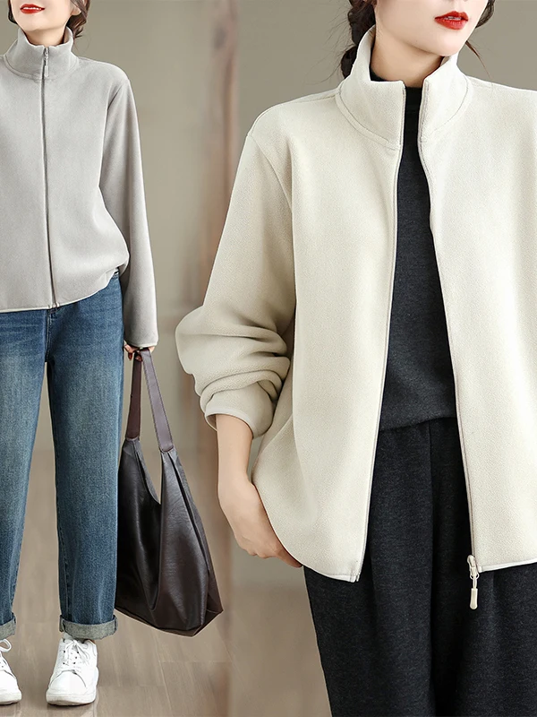 Authentieke Thiened Fce hoodie met rits Jaet Dames Spor Sle Long Sve Normale lengte Homewear True to Size