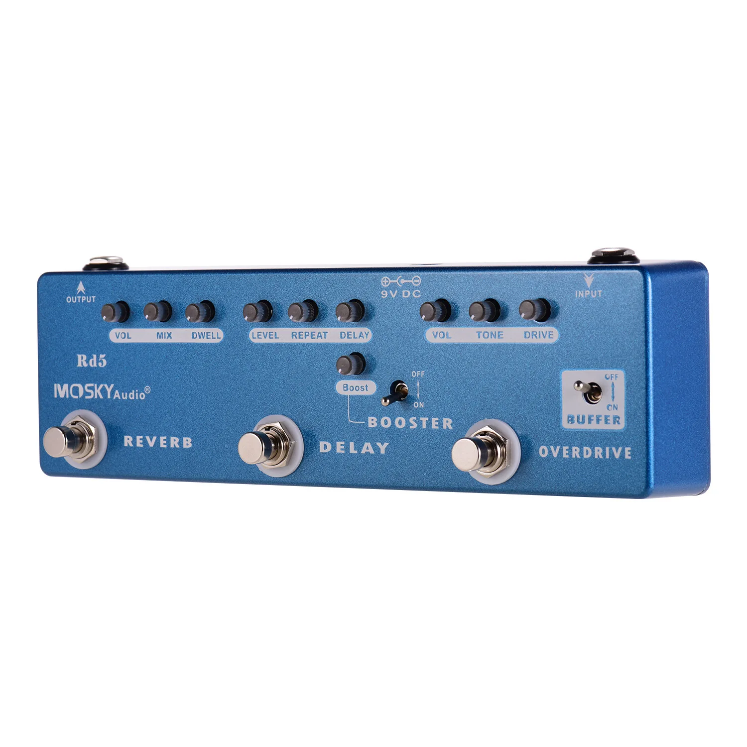 MOSKY RD5 Guitar Multi-Effects Pedal Reverb+Delay +Booster+Overdrive+Buffer with True Bypass Buffer Pedal Effects Processors