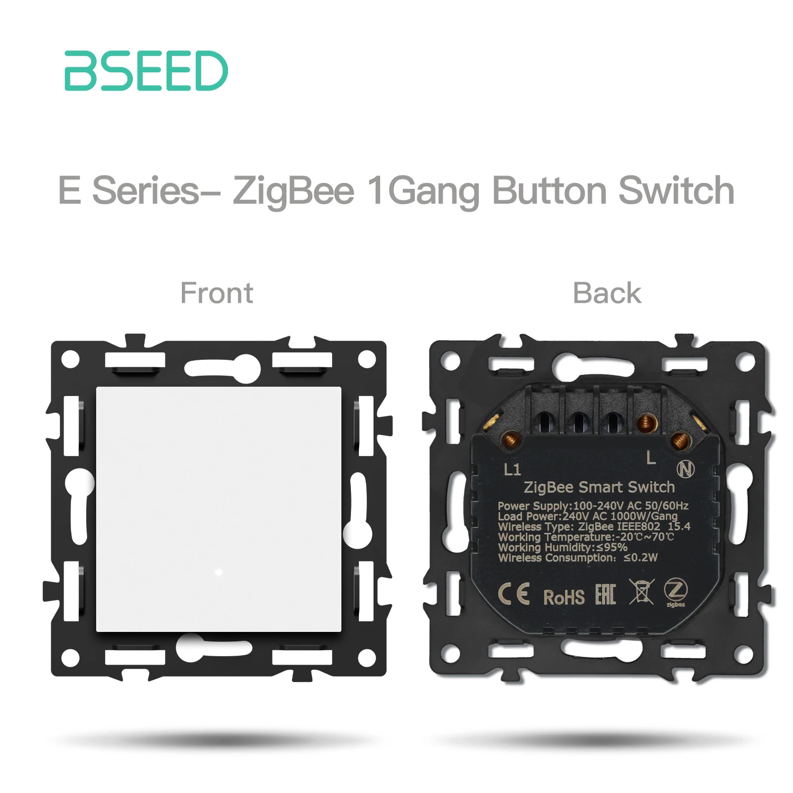 BSEED Zigbee Klikschakelaar Module Slimme Lichtschakelaar DIY Onderdeel met PC Plastic Frame Zigbee Socket Componenten voor Domotica - afbeelding 1