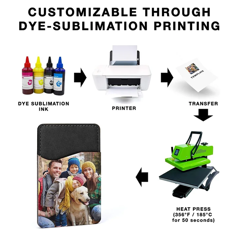 10 قطع من محفظة الهاتف الفراغات التسامي - حامل بطاقات من الجلد الصناعي لجزء الخلفي من عصا الهاتف، فراغات ذاتية الصنع لمشاريع الفينيل