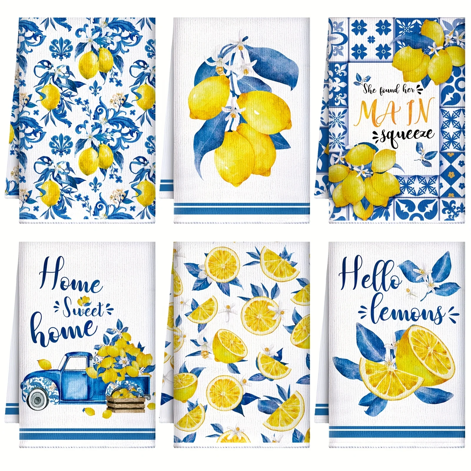 6-Pack Tile Lemon Summer Kitchen Towel
