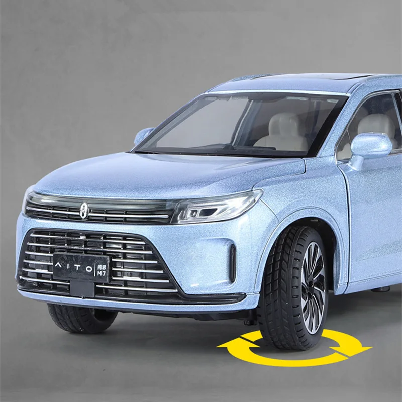 1:24 AITO M7 SUV Alloy New Energy Car Model Diecast Metal Charging Vehicles Car Model Sound and Light Simulation Childrens Gifts