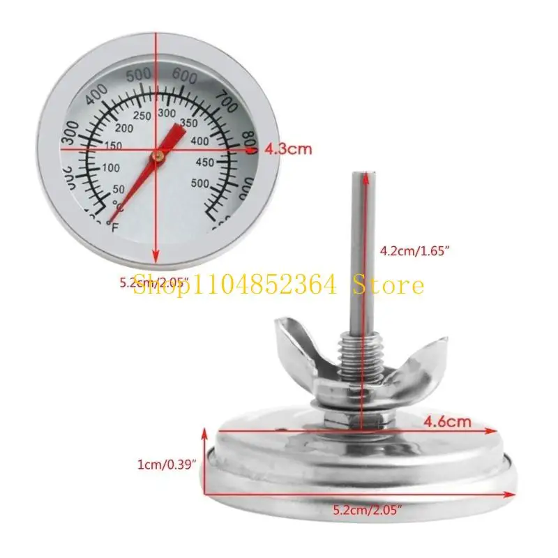 652F BBQ Hotometers مقاييس الشواية الفحم Pit Pit Smoker Temp Gauges Grill Hotometers Steel Temp Mesurement Tool