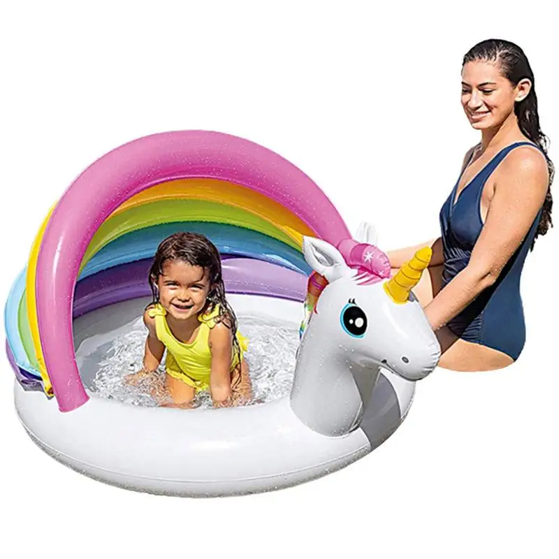 

Float Swimming Pool Inflatable Pool With Sun Shield Inflatable Pool Floats Swim Float Boat Summer Beach Outdoor Play Beach