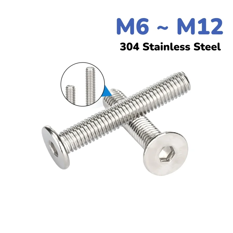M6 M8 M10 M12 304 Stainless Steel Hexagon Socket Ultra Thin Super Low Flat Head Allen Cap Bolt Screws