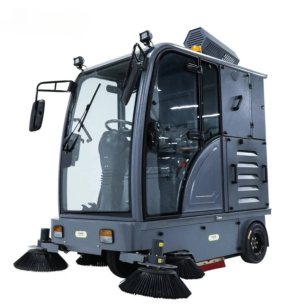 Elektrische veegmachine rijden, commerciële industriële eigendomsparkworkshop, wegveegmachine, veegmachine