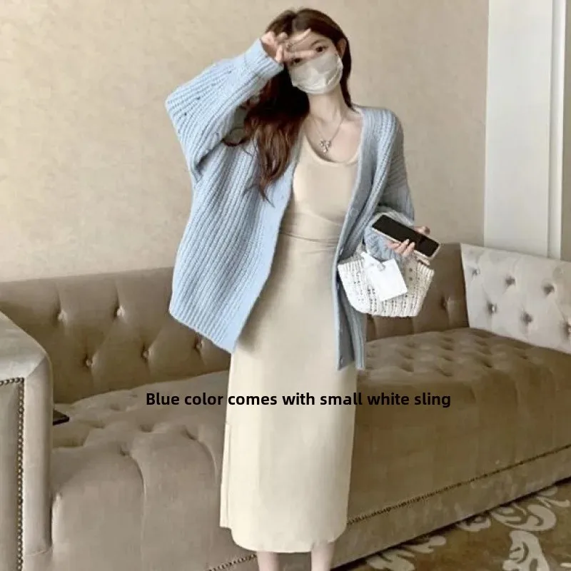 SweetPreppy Style Pink Knitted Sweater Women's Loose-Fit V-Neck Pullover Soft Supple Autumn Winter Idle Outer Wear Cardigan