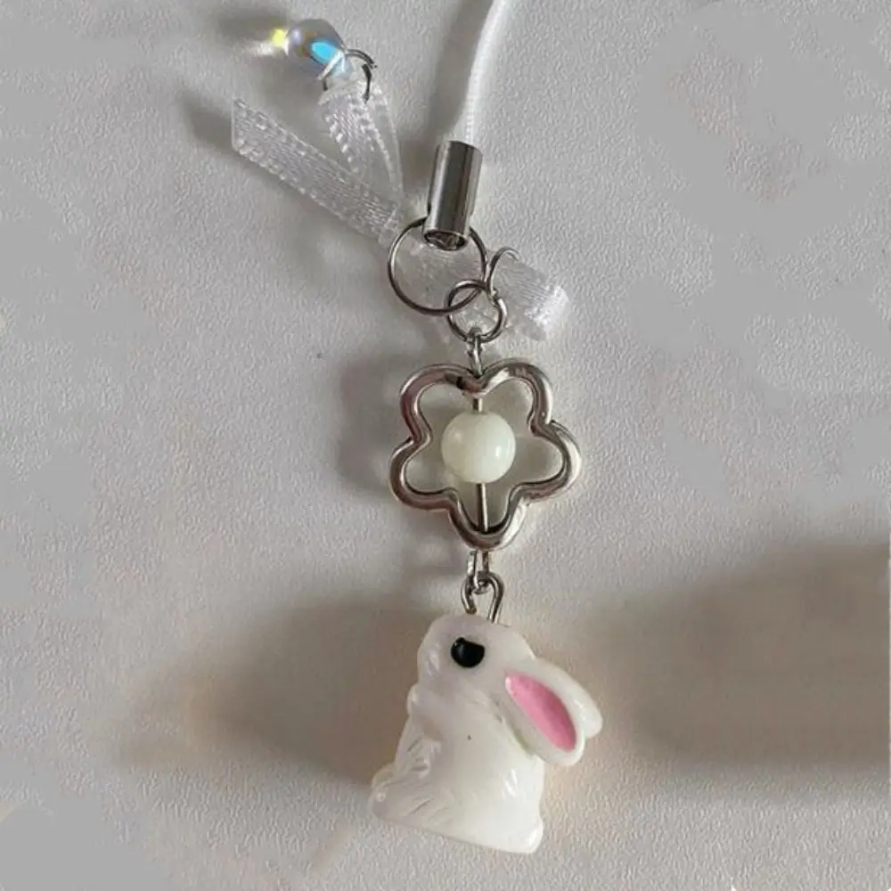 

Flower Bowknot Rabbit Keychain Pendant Phone Charm Cellphone Strap Lovely Heart Phone Strap Lanyard Backpack Accessories
