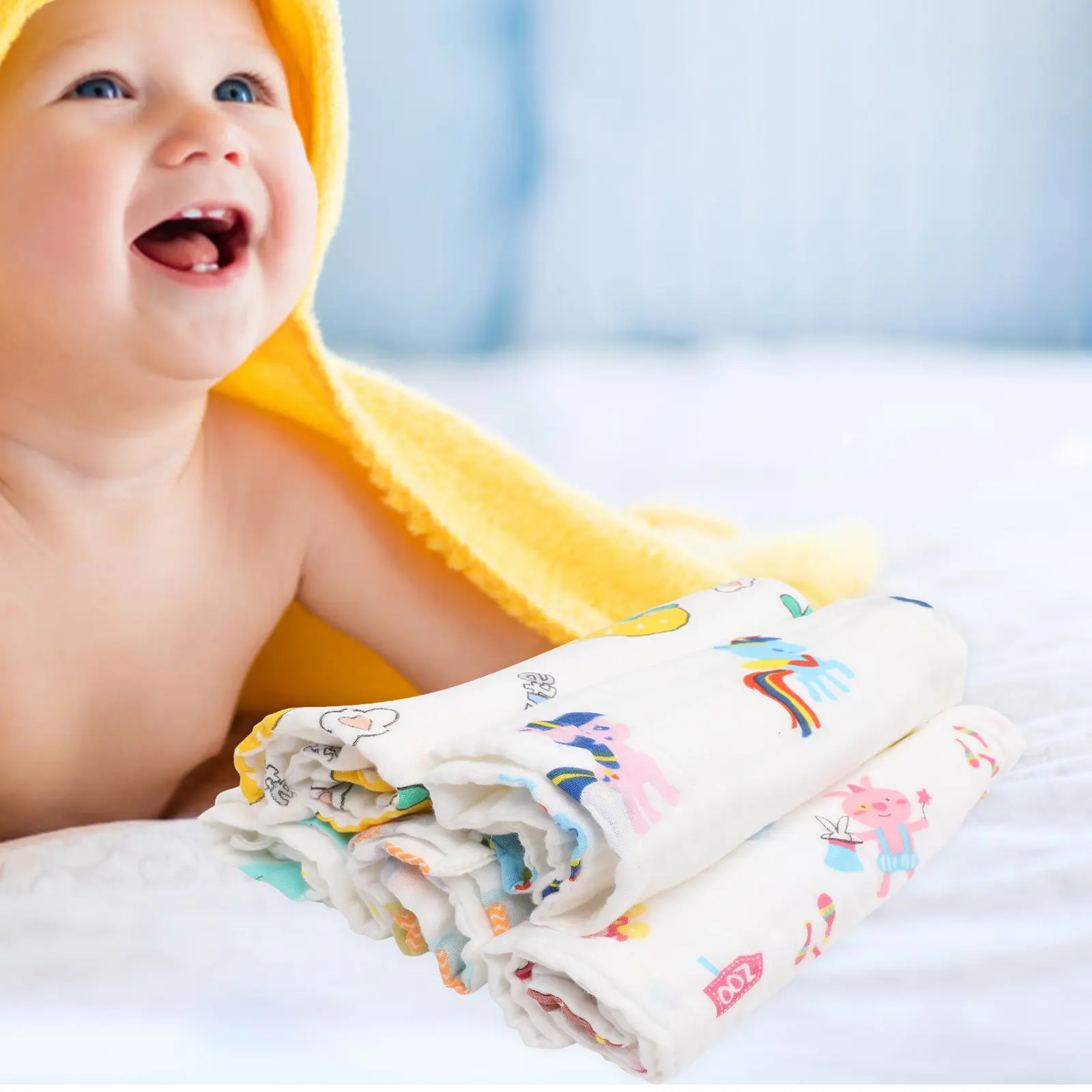 

5 Pcs Washclothes Cotton Washcloths Gauze Comfort Towels Hand Newborn Bath