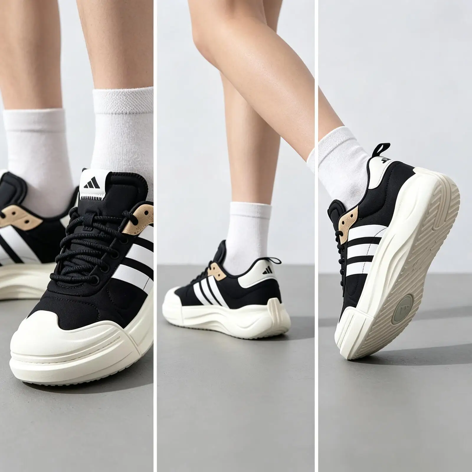 Adidas Popular Black White Canvas Classic Stripes Wavy Thick Sole Casual Sneakers Men Women IH6058