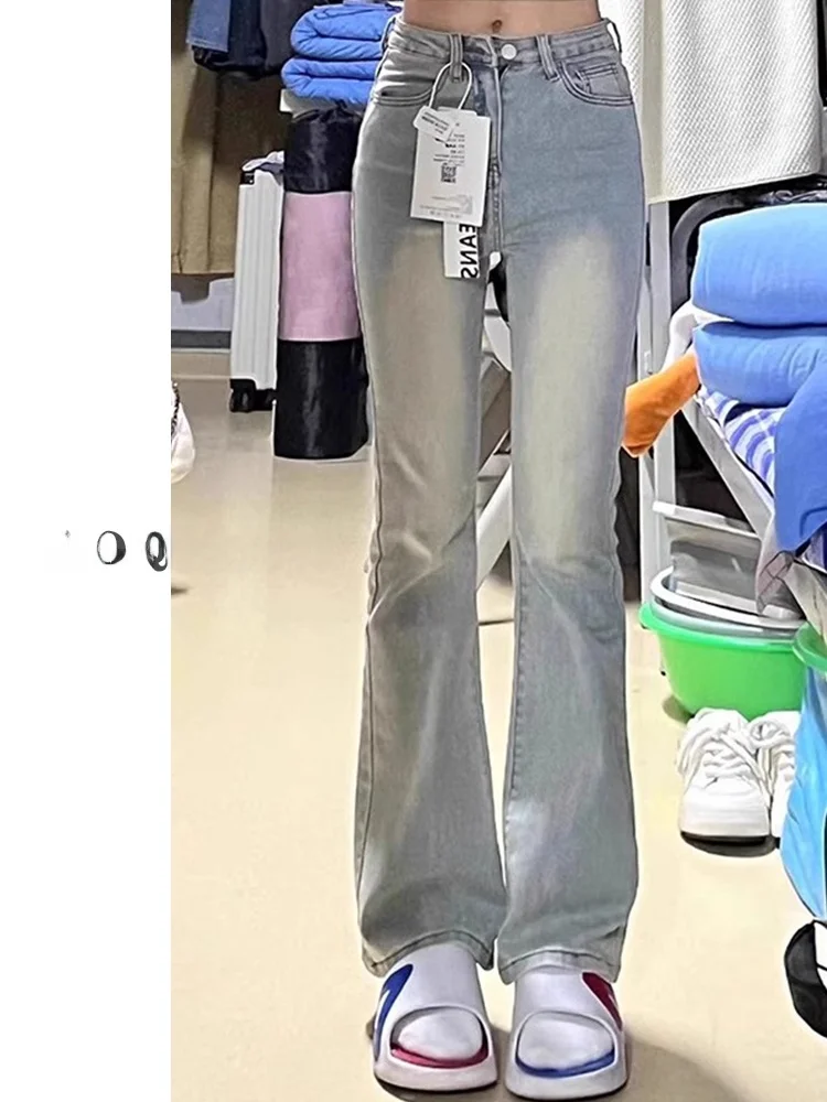 

Retro High Waist Flared Jeans Women's Spring New plus Size Elastic Slimming Hoof Pants Resistant to Wrinkles And Mainta...