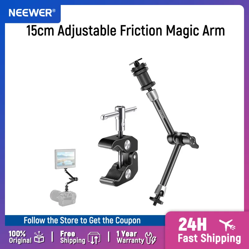 

NEEWER Upgraded Super Clamp and 11" Adjustable Friction Power Articulating Magic Arm Compatible with SmallRig Camera Cage/Rig