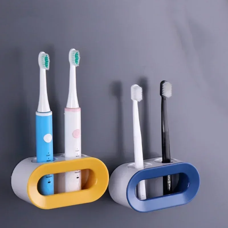 Electric Toothbrush Holder, Double Hole Self-adhesive Holder, Wall Mounted, Saves Storage Space, Bathroom Accessories