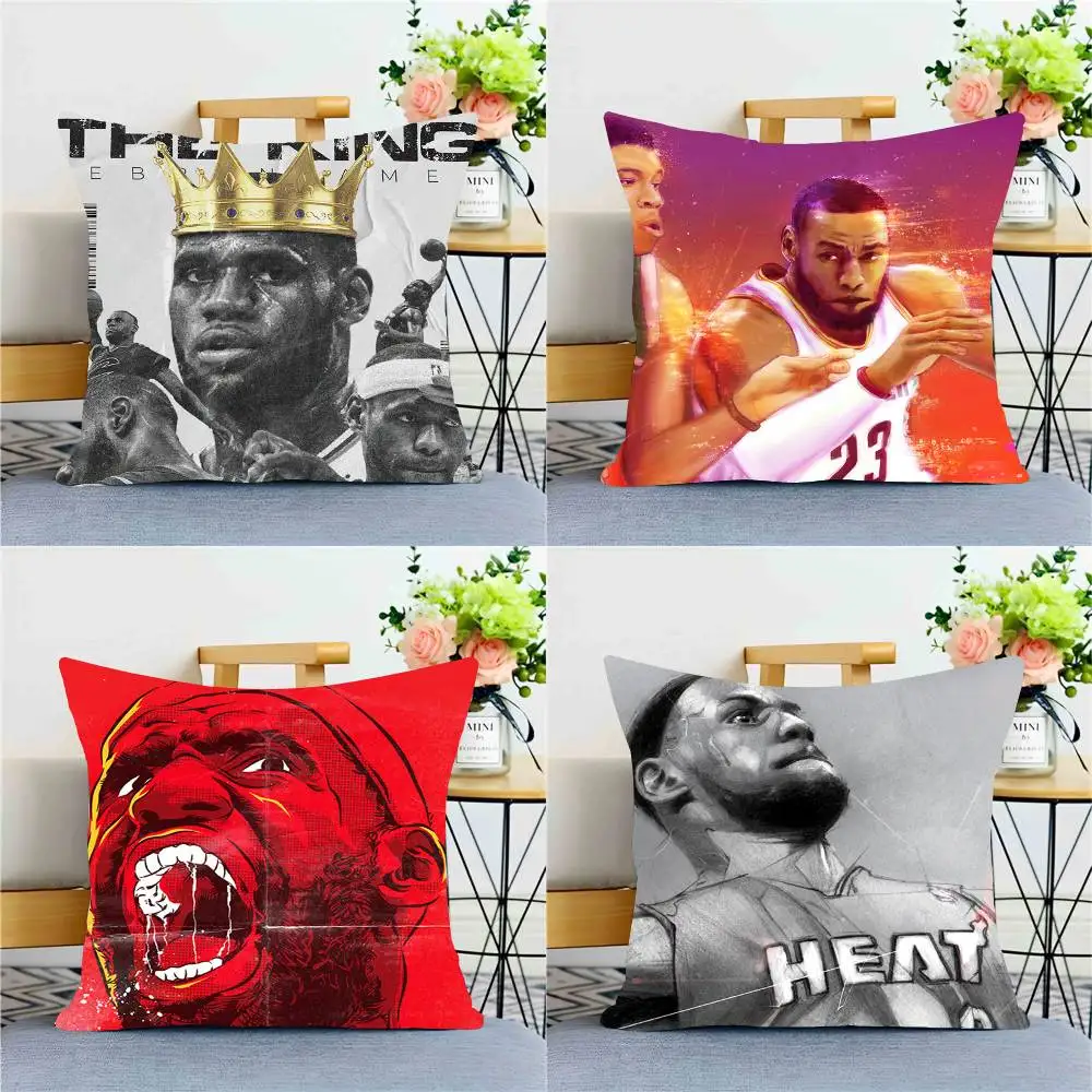 LeBron James Berühmter NBA-Basketball-Kissenbezug, quadratisch, Schlafzimmer, Sofa, Freizeit, Komfort, Kissen, Auto, Heimdekoration, Kissenbezug, 40 x 40 cm