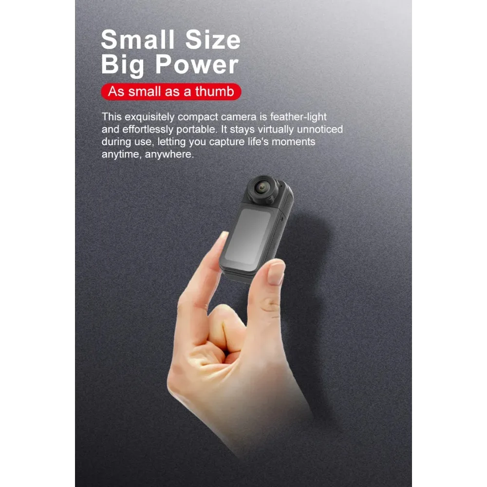 

Мини-экшн-камера 1080P HD 180 ° Поворотная камера-видеорегистратор на палец с мощным магнитом для спорта: велоспорта, рыбалки, вождения, катания на лыжах