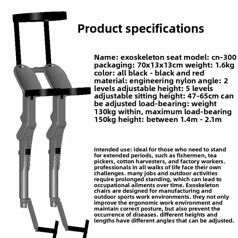 Modern Wearable Seat Portable Outdoors Stool High-Strength Nylon Standing Chair Ergonomic Perching Stools for Stand Workers