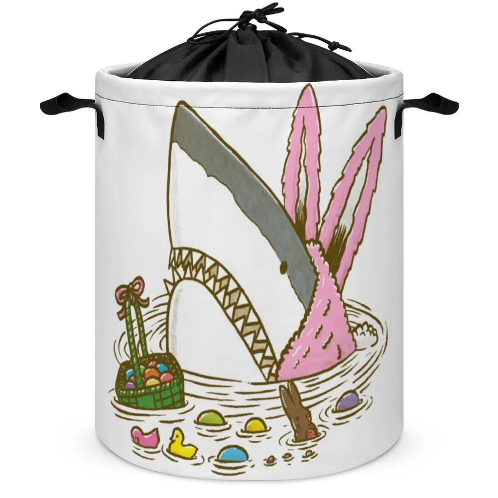 Tie Up Your Dirty Pocket The Easter Shark Women's Classic Unisex Multifunctional Funny Laundry Basket Super Soft Convenient Stor