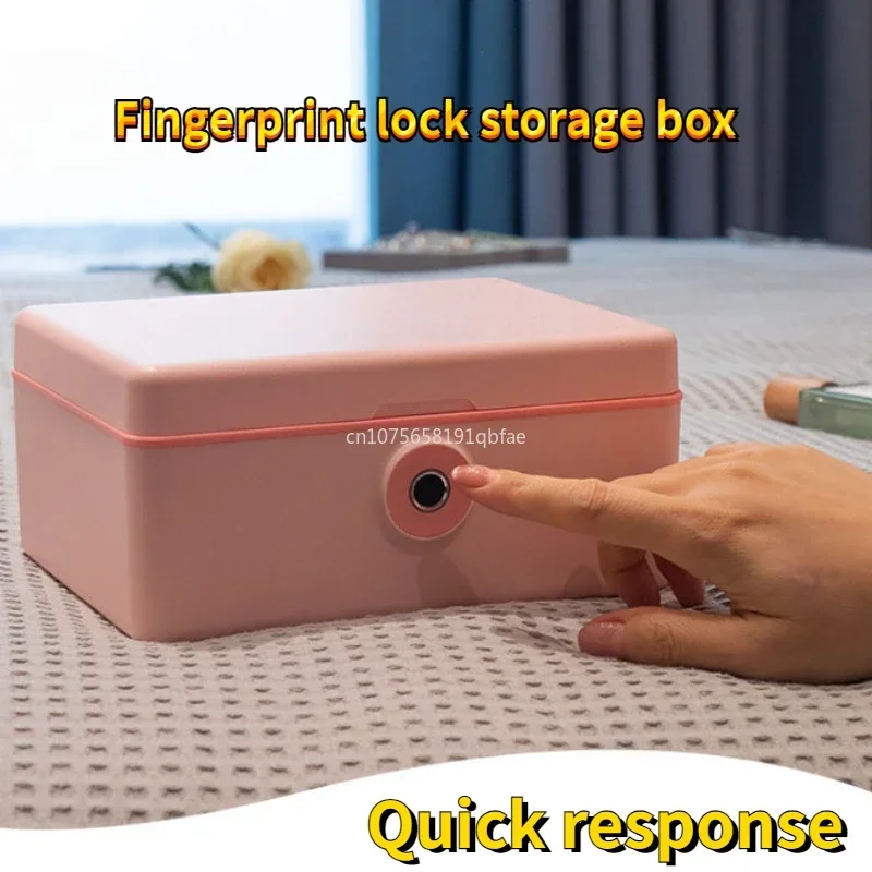 Fingerprint Storage Box Desktop Jewelry Box Cosmetic Key File Electronic Secret Hidden Piggy Bank Money Box Biometric Safe