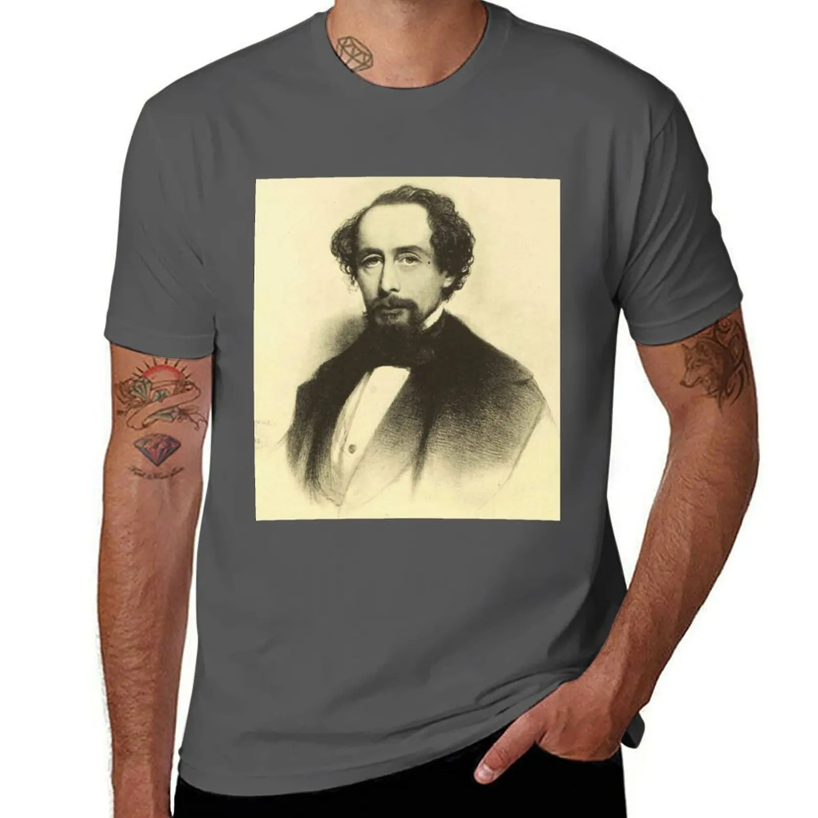 

Portrait Dickens Charles Vintage T-Shirt Casual Everyday Wear T-Shirt