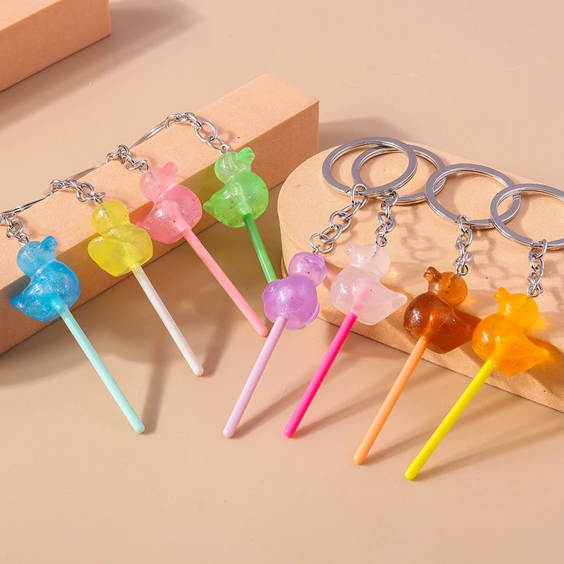 Aihua 20 Colors Sweet Candy Lollipop Keychain Imitation Food Sugar Keyring Women Girls Bag Pendant Jewelry Birthday Gifts