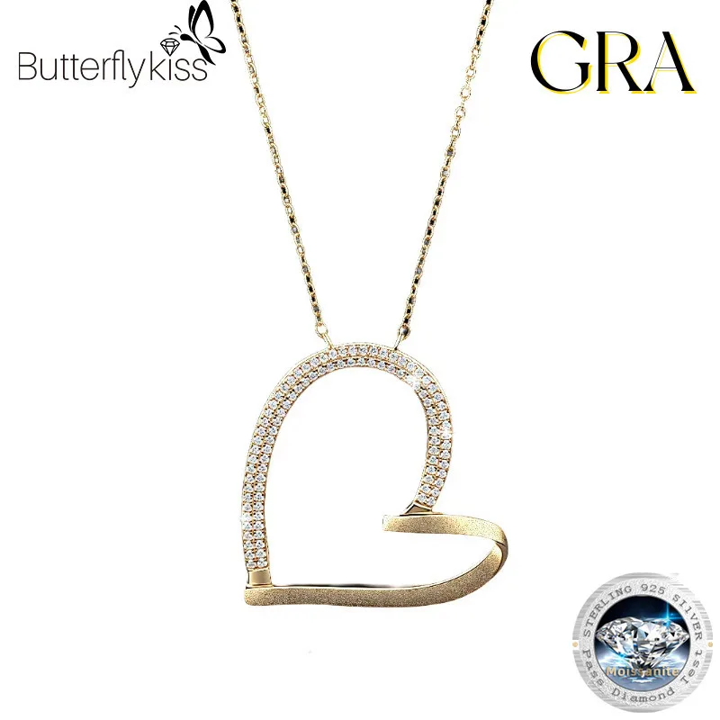 

Butterflykiss Luxury LOVE Shape 925 Sterling Silver Pendant Necklace Full Moissanite Fashion Charm Women Party Jewelry Gift 2025