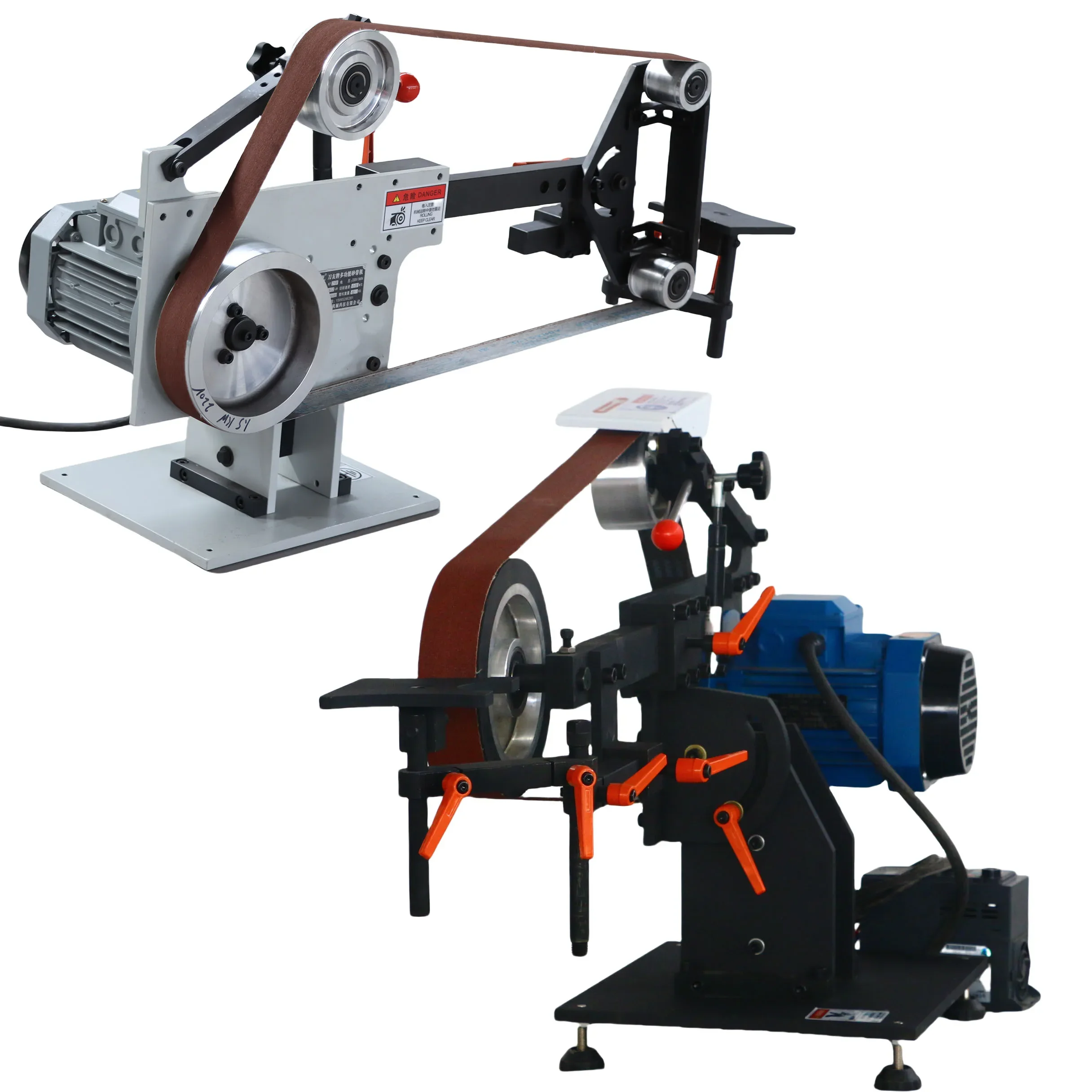 Super motorized, variable speed, adjustable and reclosable belt sander for working with metal