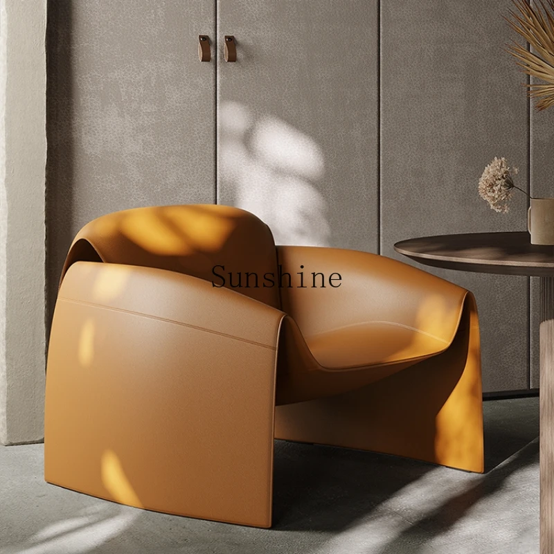 

Leather Italian light luxury leisure sofa living room minimalist balcony single chair