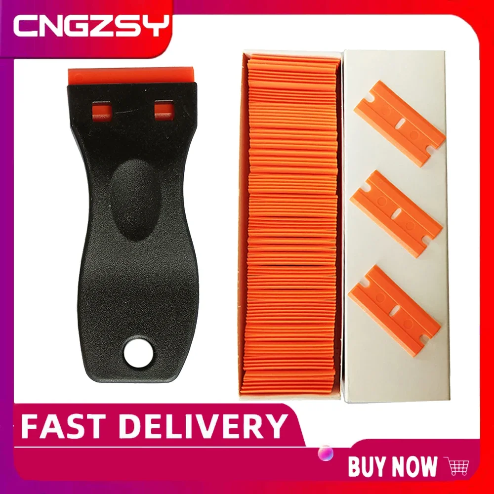 Car Glass Cleaning Razor Scraper Plastic Blade Squeegee Window Tint Sticker Glue Ceramic Remover Carbon Wrap Tool E17