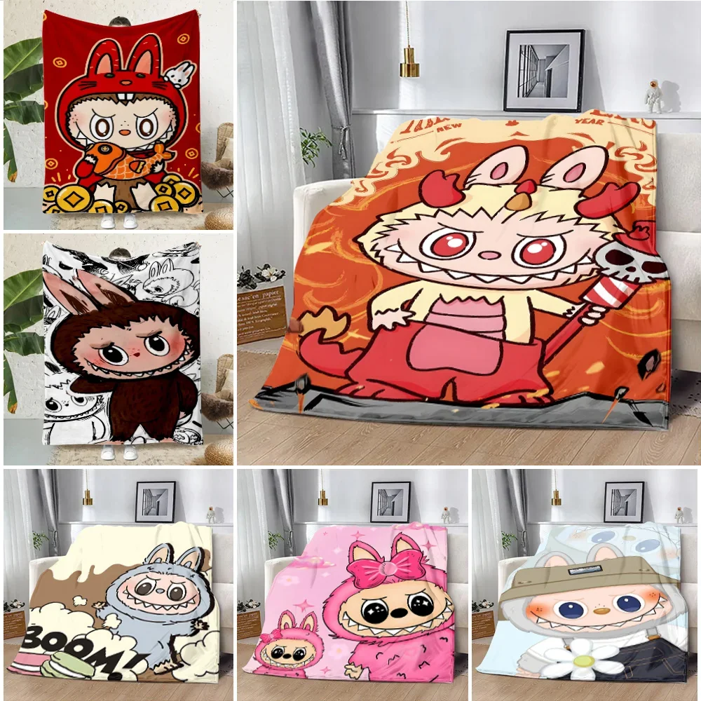 Cartoon Cute Labubu Printed Blanket Picnic Blankets Warm Blanket Soft and Comfortable Blanket Home Travel Birthday