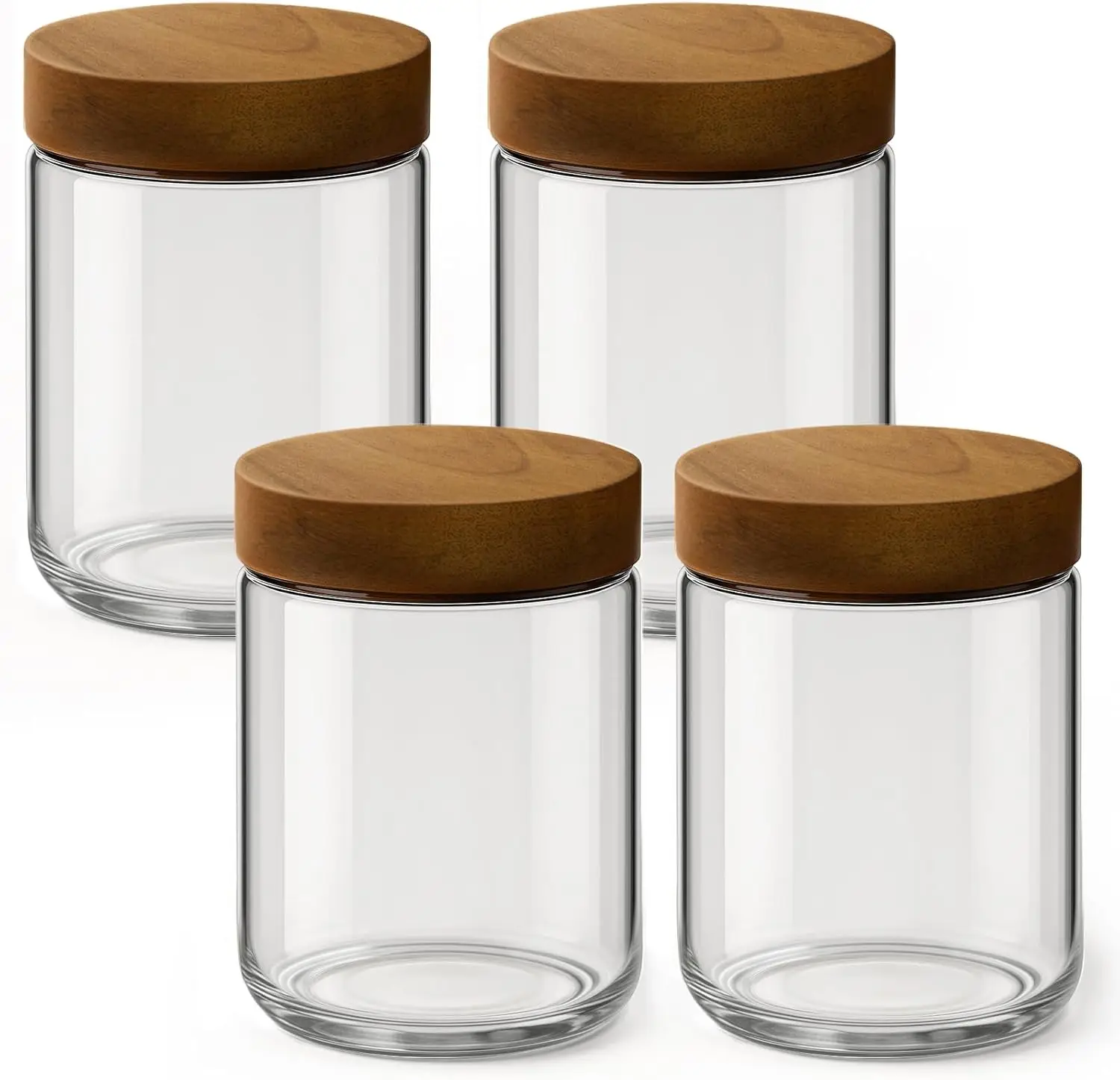 16 унций, 4 упаковки ночных контейнеров с крышками, стеклянные банки Мейсон с герметичными крышками из дерева акации, хранилище для приготовления еды с широким горлышком J