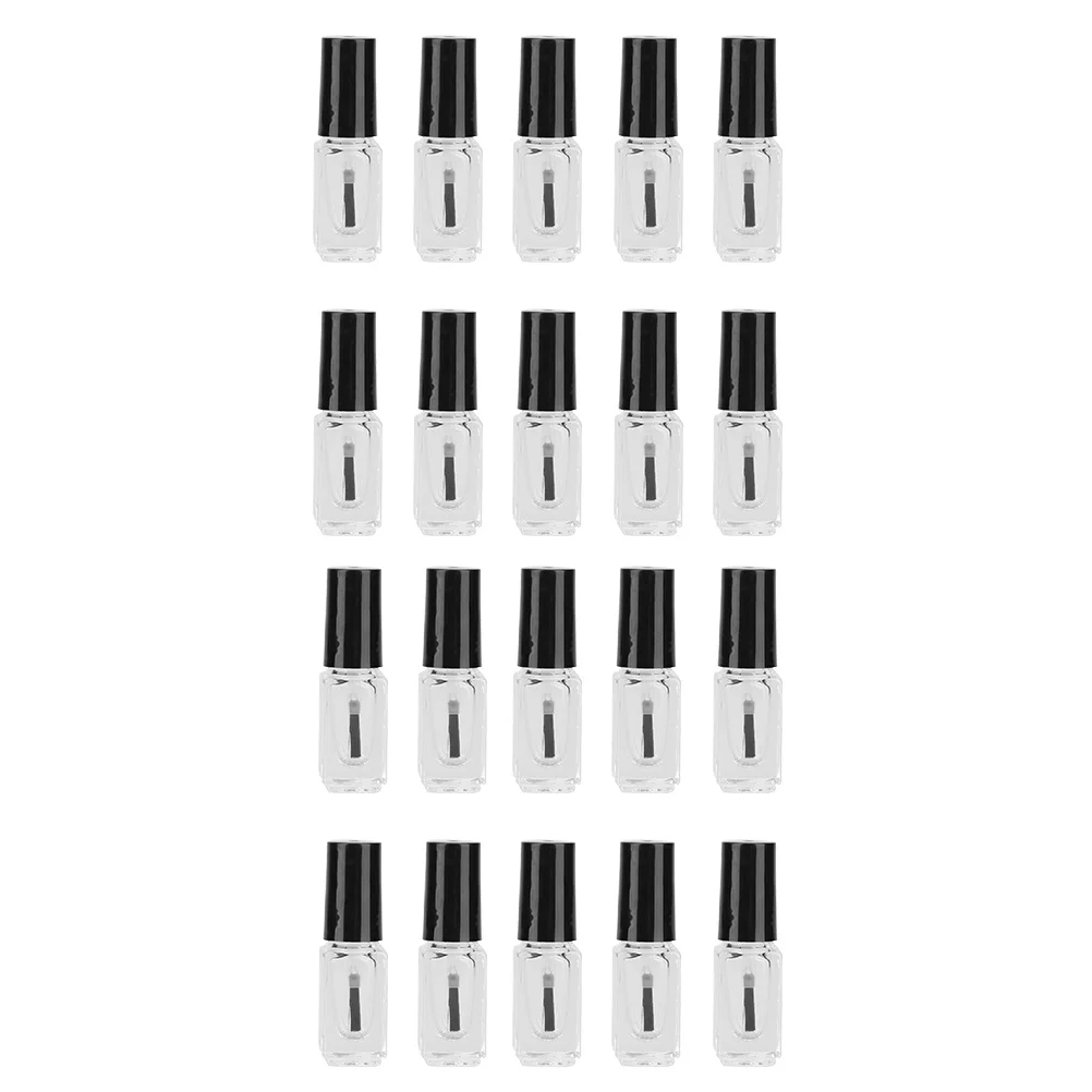20Pcs Nail Polish Bottles Empty Transparent Glass Bottles 5ml Portable Refillable Containers with Brush for Nail Art Supplies