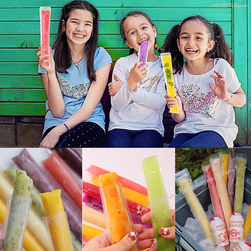 10/50/100pcs Summer Food Grade Disposable Ice Popsicle Molds Bags Transparent Bag DIY Popsicle Plastic Reseal Packaging Bag