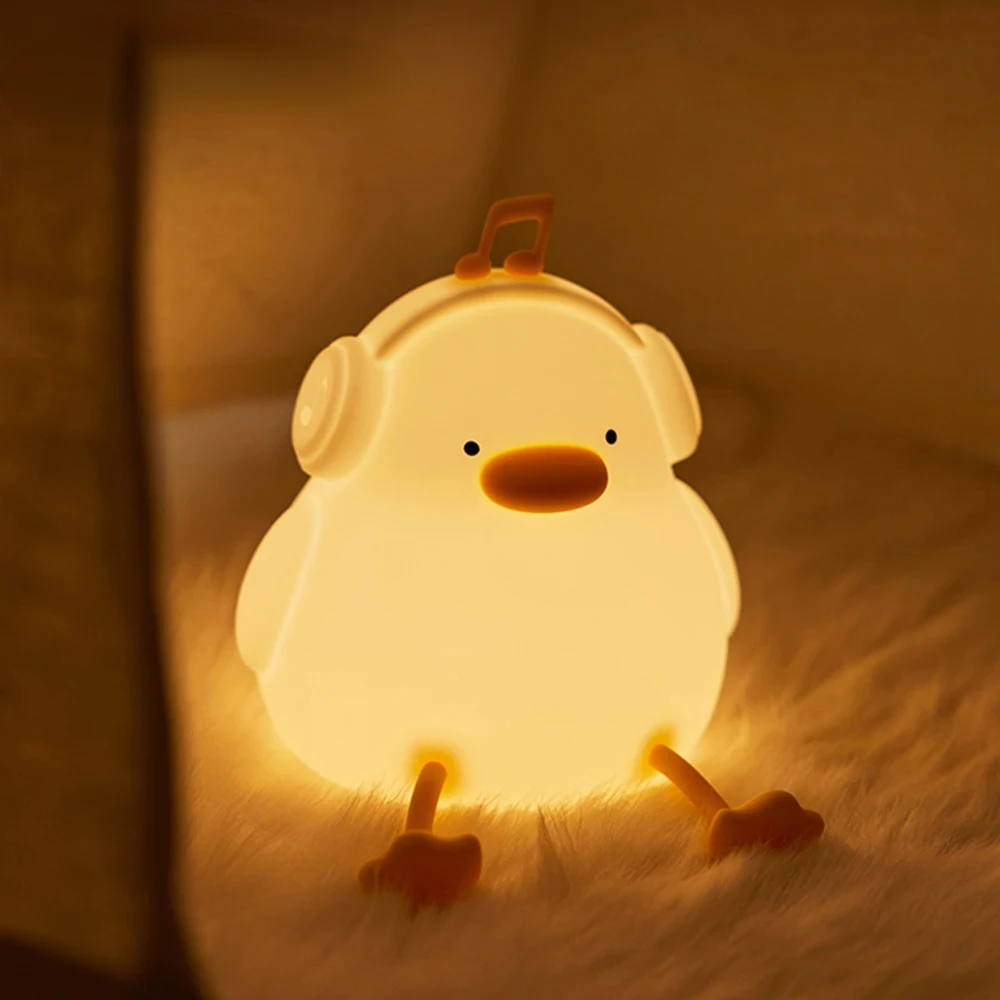 

NEW LED Night Lights Duck Silicone Nightlight USB Rechargeable Lamp Cute Bedside Decor for Boys Girls Birthday Christmas Gift