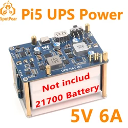 Raspberry Pi 5 UPS HAT E 4-Port For 21700-Li-Battery (NOT includ) 5V6A Uninterruptible Power Supply