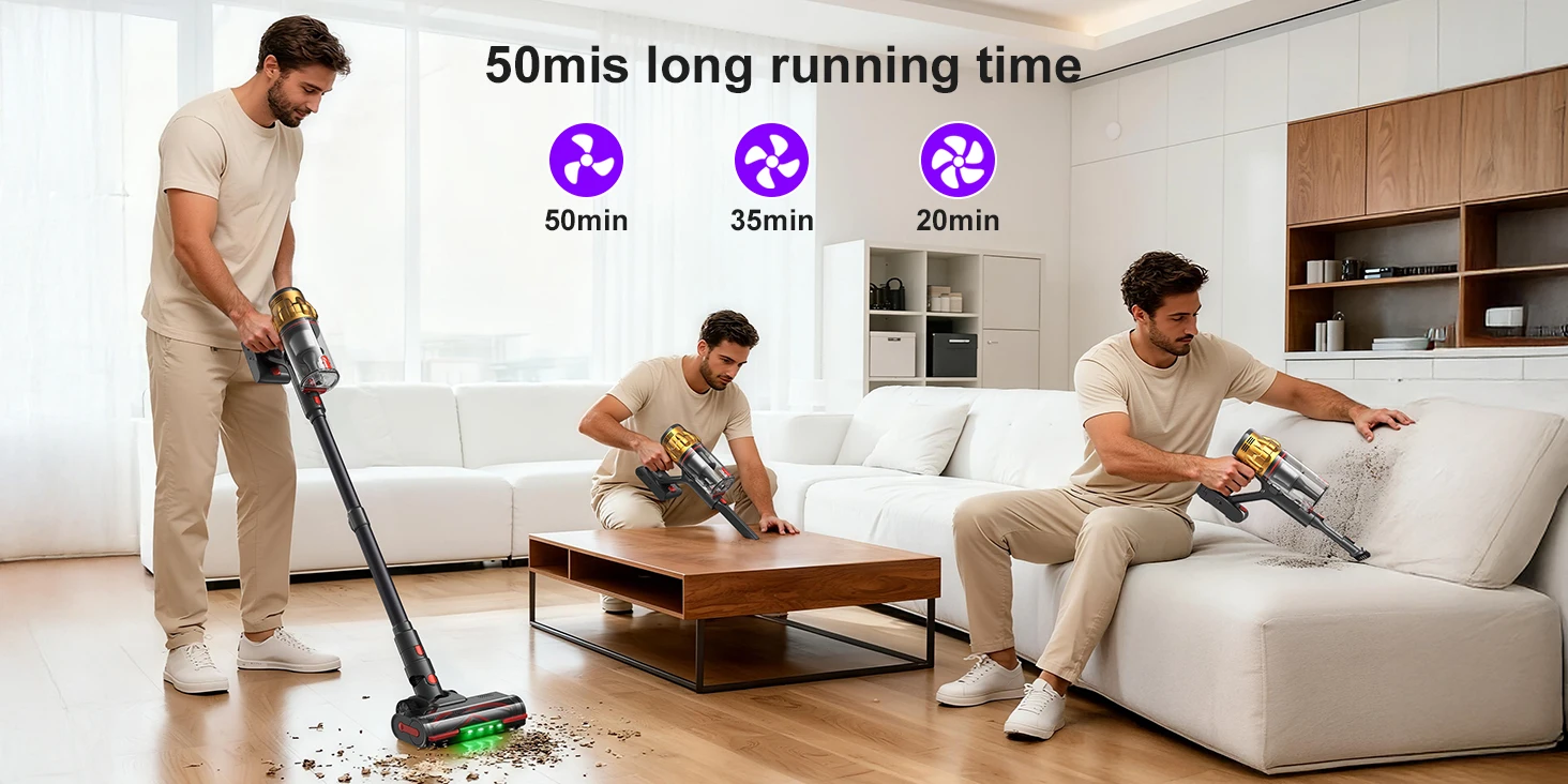 Lubluelu G11 Kabelloser Staubsauger 35KPA Starke Saugkraft Anti-Verhedderungs-Bürste 50 Minuten Laufzeit für Tierhaare auf Hartböden und Teppichen – Detail 3