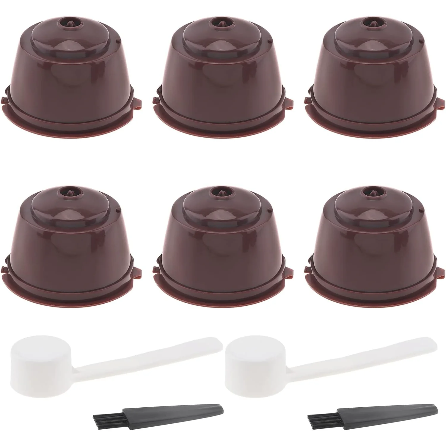 6Pcs Reusable Coffee Capsule for Nescafe Dolce  Machine,Reusable Refillable Coffee Capsule Filter Cup Kit with Cleaning Brush an